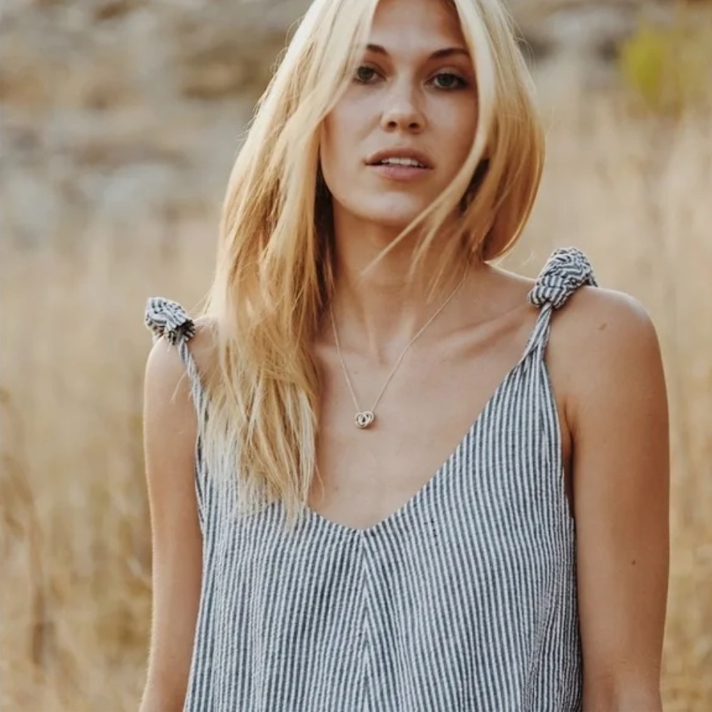 Striped Jumpsuit with Tie Straps